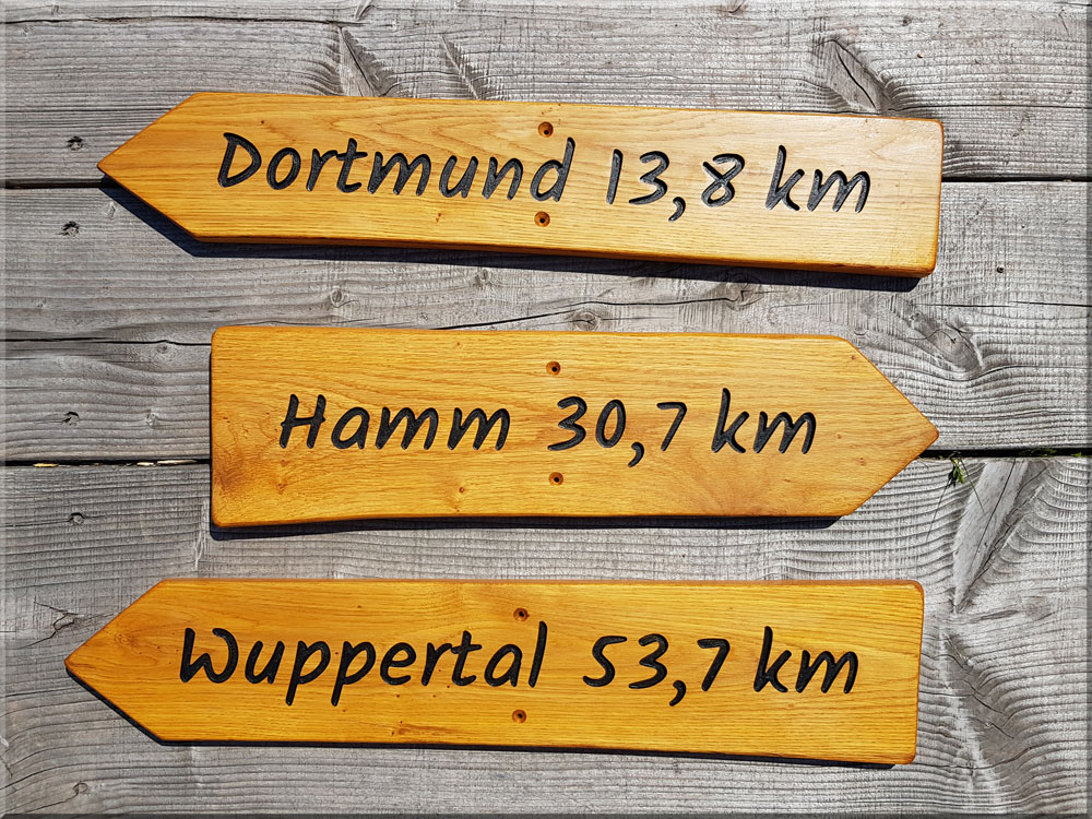 Schilder und Wegweiser mit Wunschtext